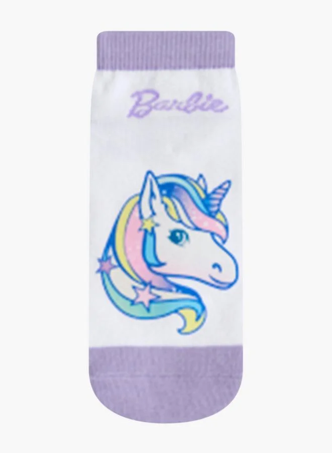 باربي Pack Of 5 Girls Socks Ankle Length Printed